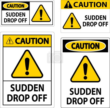 Illustration for Caution Sign Sudden Drop Off - Royalty Free Image