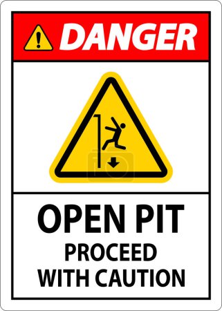 Téléchargez les illustrations : Danger signe Open Pit Procéder avec prudence - en licence libre de droit