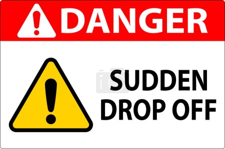 Illustration for Danger Sign Sudden Drop Off - Royalty Free Image