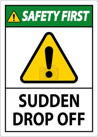 Illustration for Safety First Sign Sudden Drop Off - Royalty Free Image
