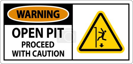 Illustration for Warning  Sign Open Pit Proceed With Caution - Royalty Free Image