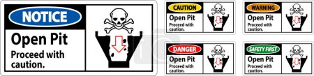 Téléchargez les illustrations : Danger signe Open Pit Procéder avec prudence - en licence libre de droit