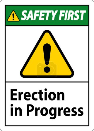 Illustration for Safety First Sign Erection In Progress. - Royalty Free Image