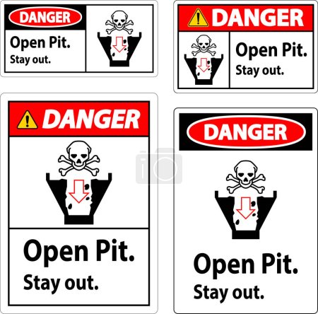 Téléchargez les illustrations : Danger Signe Open Pit, Restez à l'écart - en licence libre de droit