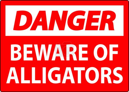 Téléchargez les illustrations : Danger signe Méfiez-vous des alligators - en licence libre de droit