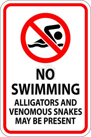 Illustration for No Swimming Sign, Alligators And Venomous Snakes May Be Present - Royalty Free Image