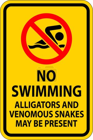 Illustration for No Swimming Sign, Alligators And Venomous Snakes May Be Present - Royalty Free Image