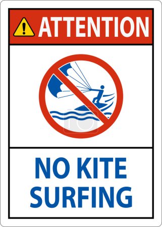 Ilustración de Señal de Seguridad del Agua Atención, No Kite Surfing - Imagen libre de derechos