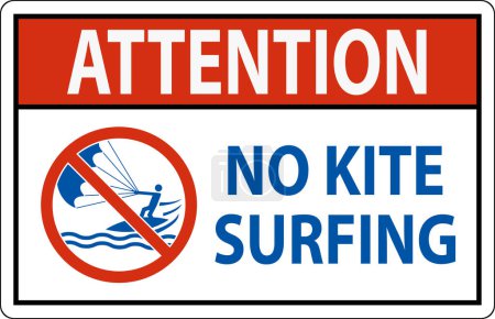 Ilustración de Señal de Seguridad del Agua Atención, No Kite Surfing - Imagen libre de derechos