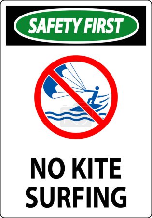 Ilustración de Peligro de la señal de seguridad del agua, no cometa surf - Imagen libre de derechos