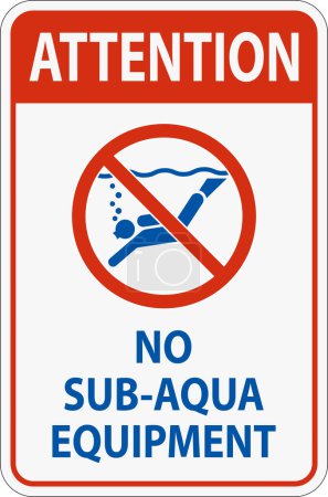 Illustration for Water Safety Sign Attention, No Sub-Aqua Equipment - Royalty Free Image