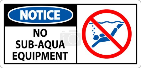 Illustration for Water Safety Sign Attention, No Sub-Aqua Equipment - Royalty Free Image