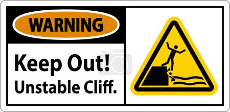 Illustration for Warning Sign, Keep Out Unstable Cliff - Royalty Free Image