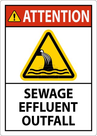 Téléchargez les illustrations : Signalisation de la sécurité aquatique Attention - Évacuation des effluents d'eaux usées - en licence libre de droit