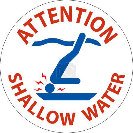 Illustration for Water Safety Sign Attention - Shallow Water - Royalty Free Image