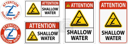 Illustration for Water Safety Sign Attention - Shallow Water - Royalty Free Image