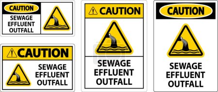 Téléchargez les illustrations : Avertissement de signe de sécurité de l'eau Évacuation des effluents d'eaux usées - en licence libre de droit