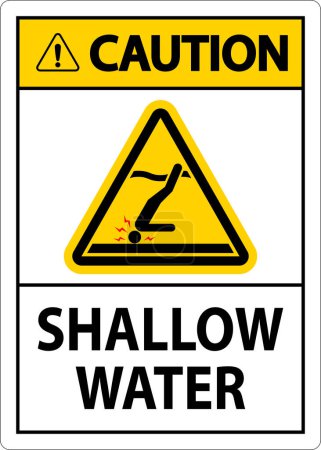 Illustration for Water Safety Sign Caution - Shallow Water - Royalty Free Image
