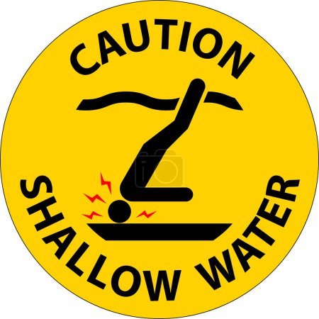 Illustration for Water Safety Sign Caution - Shallow Water - Royalty Free Image