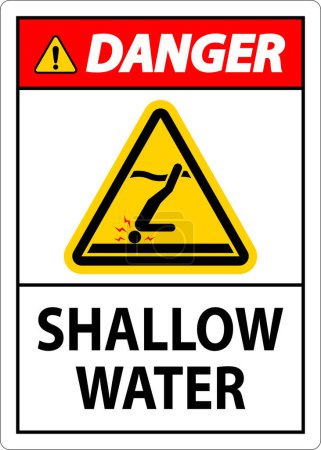 Illustration for Water Safety Sign Danger - Shallow Water - Royalty Free Image