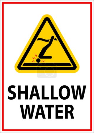 Illustration for Water Safety Sign Warning - Shallow Water - Royalty Free Image