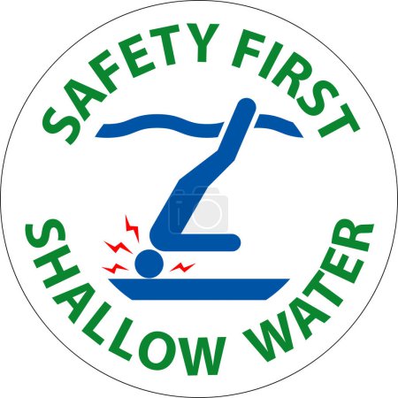 Illustration for Water Safety First Sign - Shallow Water - Royalty Free Image