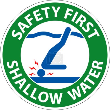 Illustration for Water Safety First Sign - Shallow Water - Royalty Free Image