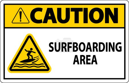 Téléchargez les illustrations : Avertissement sur les panneaux de sécurité nautique - Zone de surf - en licence libre de droit