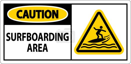 Téléchargez les illustrations : Avertissement sur les panneaux de sécurité nautique - Zone de surf - en licence libre de droit