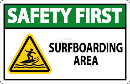 Téléchargez les illustrations : Sécurité nautique d'abord - Zone de surf - en licence libre de droit