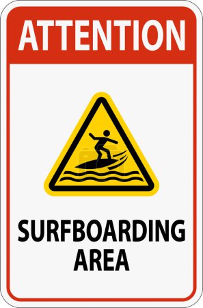 Téléchargez les illustrations : Panneau de sécurité nautique Attention - Zone de surf - en licence libre de droit