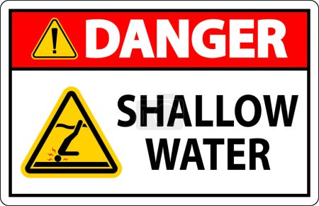 Illustration for Water Safety Sign Danger - Shallow Water - Royalty Free Image