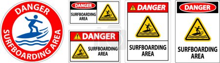 Téléchargez les illustrations : Danger pour la sécurité aquatique - Zone de surf - en licence libre de droit
