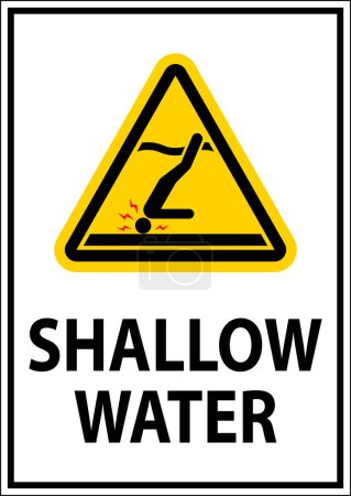 Illustration for Water Safety Sign Warning - Shallow Water - Royalty Free Image