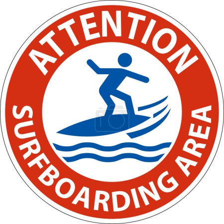 Téléchargez les illustrations : Panneau de sécurité nautique Attention - Zone de surf - en licence libre de droit