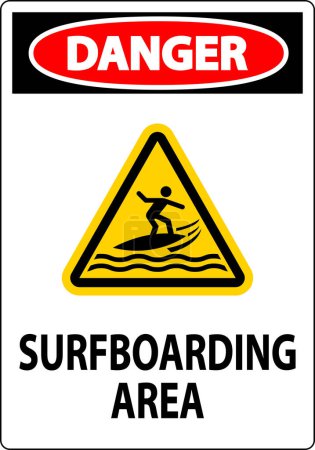Téléchargez les illustrations : Danger pour la sécurité aquatique - Zone de surf - en licence libre de droit
