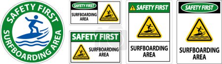 Téléchargez les illustrations : Sécurité nautique d'abord - Zone de surf - en licence libre de droit