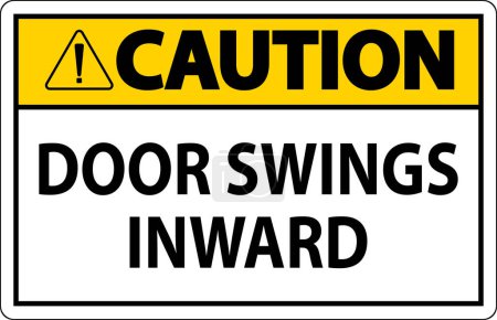 Illustration for Caution Sign, Door Swings Inward - Royalty Free Image