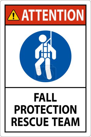 Illustration for Hard Hat Decals, Attention Fall Protection Rescue Team - Royalty Free Image
