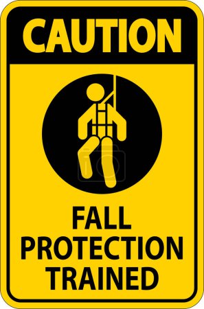Illustration for Hard Hat Decals, Caution Fall Protection Trained - Royalty Free Image