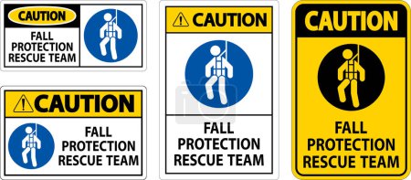 Illustration for Hard Hat Decals, Caution Fall Protection Rescue Team - Royalty Free Image