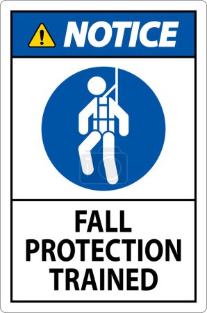 Illustration for Hard Hat Decals, Notice Fall Protection Trained - Royalty Free Image