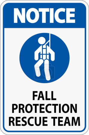 Illustration for Hard Hat Decals, Notice Fall Protection Rescue Team - Royalty Free Image