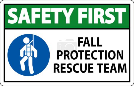 Illustration for Hard Hat Decals, Safety First Fall Protection Rescue Team - Royalty Free Image