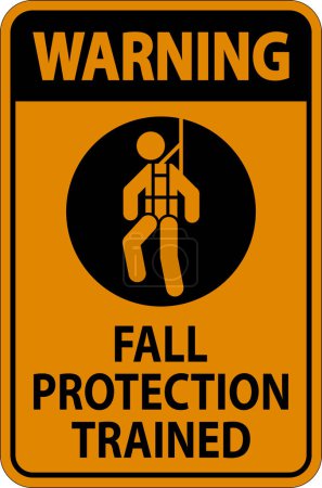 Illustration for Hard Hat Decals, Warning Fall Protection Trained - Royalty Free Image