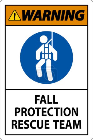 Illustration for Hard Hat Decals, Warning Fall Protection Rescue Team - Royalty Free Image
