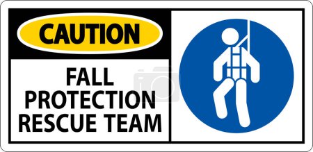 Illustration for Hard Hat Decals, Caution Fall Protection Rescue Team - Royalty Free Image