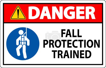 Illustration for Hard Hat Decals, Danger Fall Protection Trained - Royalty Free Image