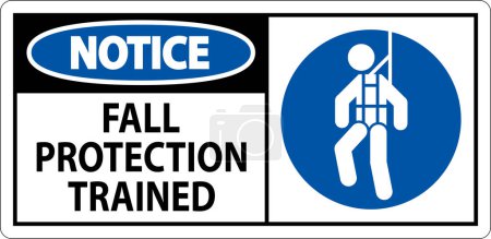 Illustration for Hard Hat Decals, Notice Fall Protection Trained - Royalty Free Image