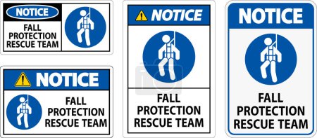 Illustration for Hard Hat Decals, Notice Fall Protection Rescue Team - Royalty Free Image